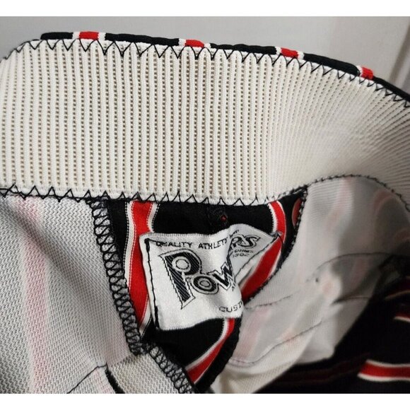 Vtg POWERS Custom Tailored Athletic Baseball Uniform Shorts Black/Red Striped 33 - Picture 5 of 10